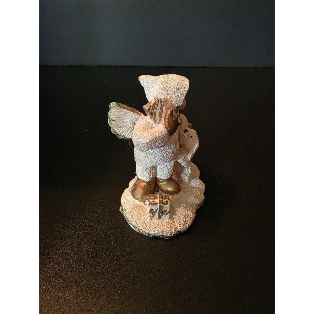 Vintage Christmas Snow Angel Vintage 1980's Figurine Girl Playing With Puppy